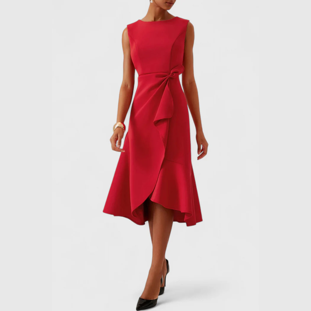 Women’s Draped Asymmetric Midi Dress