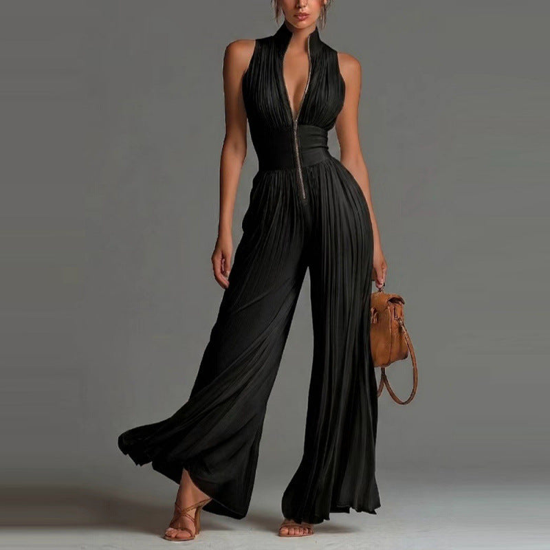 Sofia | Pleated Floral Chiffon Jumpsuit for Women
