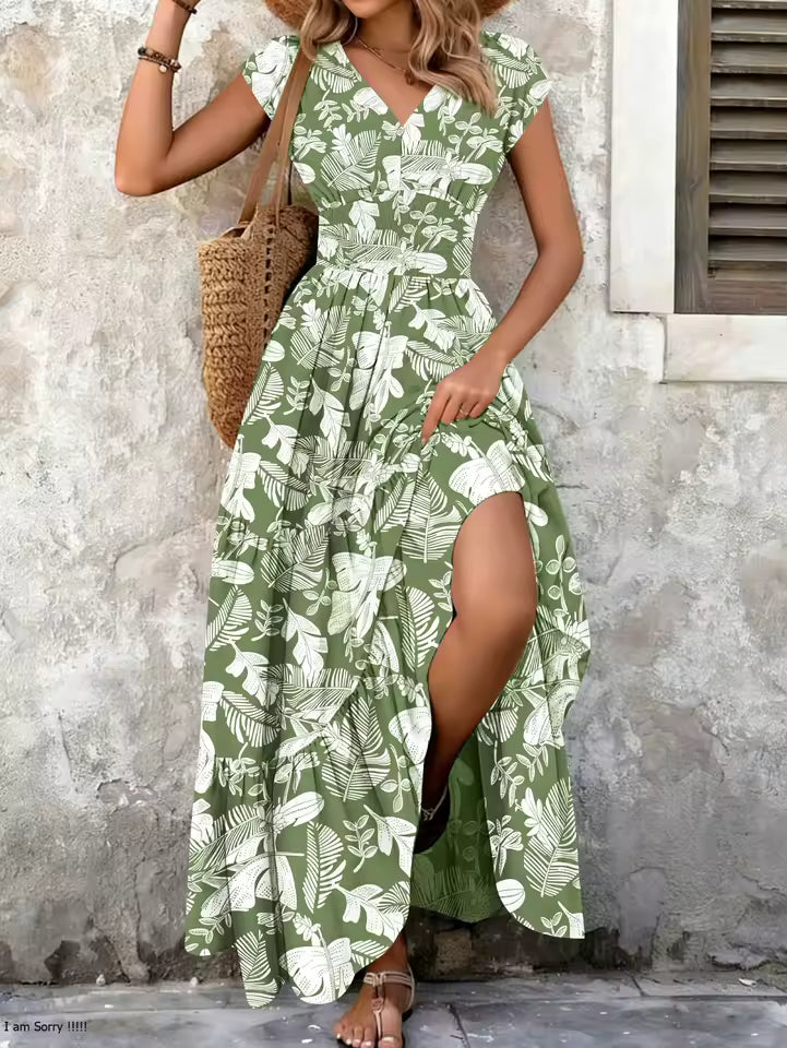 Mirabel™ | Baroque V-Neck Maxi Dress