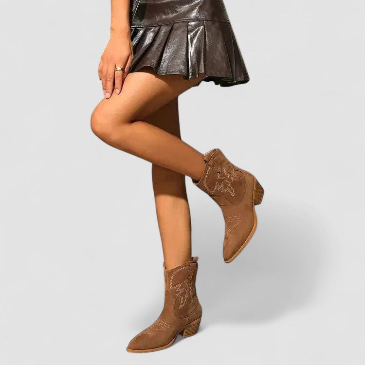 Tatum™ | Embroidered Western Ankle Boots