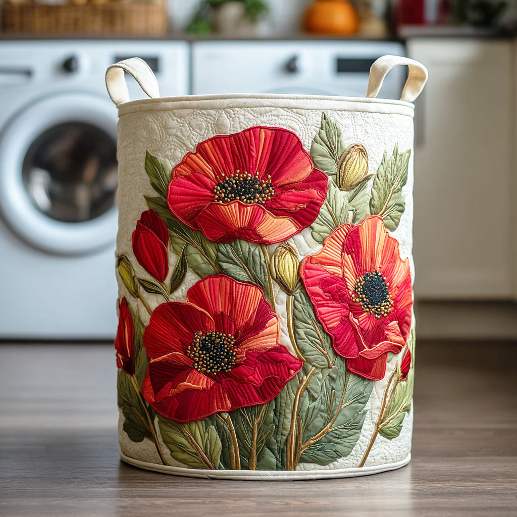 Jardelle™ | Scarlet Poppy Quilted Laundry Basket