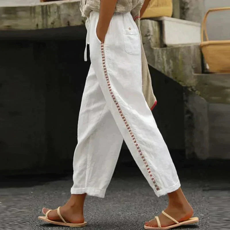 Hildegard™ | High Waist Side-Stripe Ankle Pants