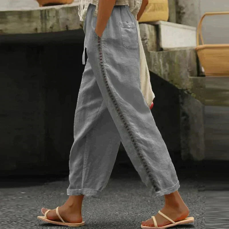 Hildegard™ | High Waist Side-Stripe Ankle Pants