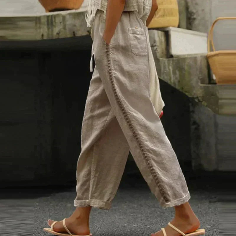 Hildegard™ | High Waist Side-Stripe Ankle Pants