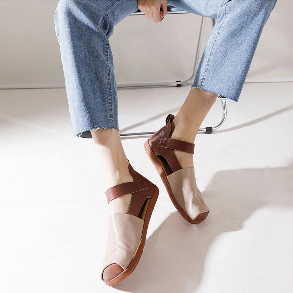 Women's Soft Strap Leather Flats
