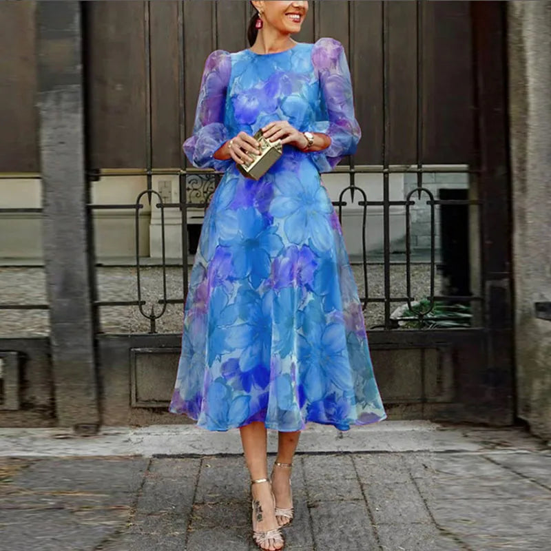 Women's Wedding Guest Dress Formal Floral Midi Dress