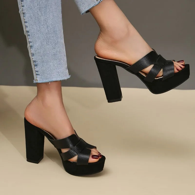 Anouk™ | Platform Block Heel Mule Sandals