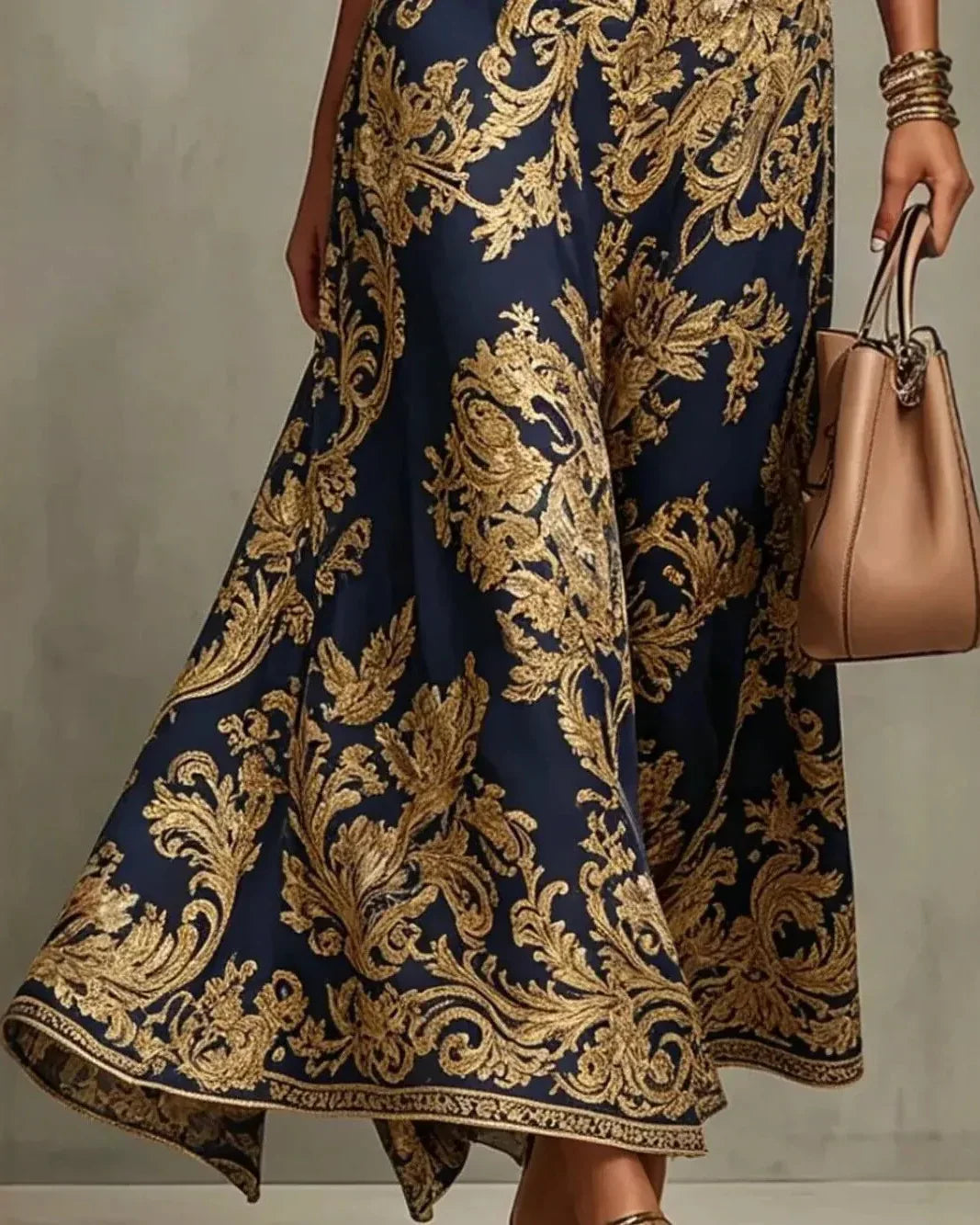 Florence™ | Baroque Gold Print Maxi Dress