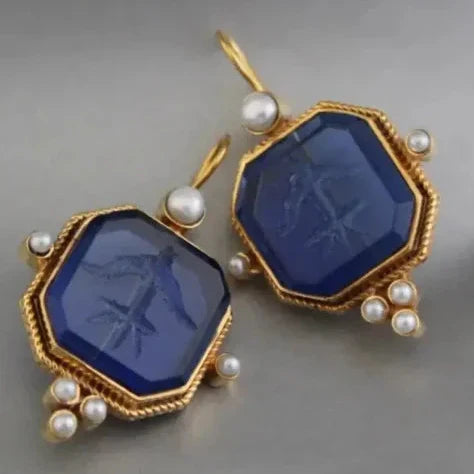 Clavienne™ | Vintage Pearl Geometric Drop Earrings