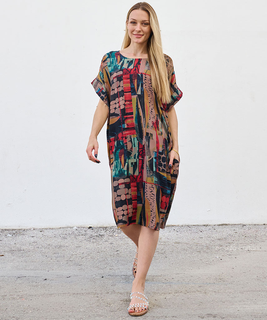 Robe Courte Décontractée à Poches – Ornella Caftan™