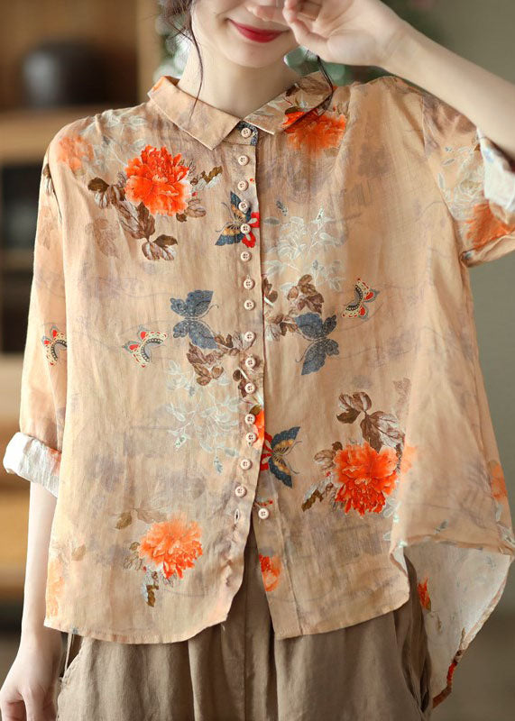 Rosanne™ | Floral Print Button-Front Blouse with Relaxed Fit and Long Sleeves