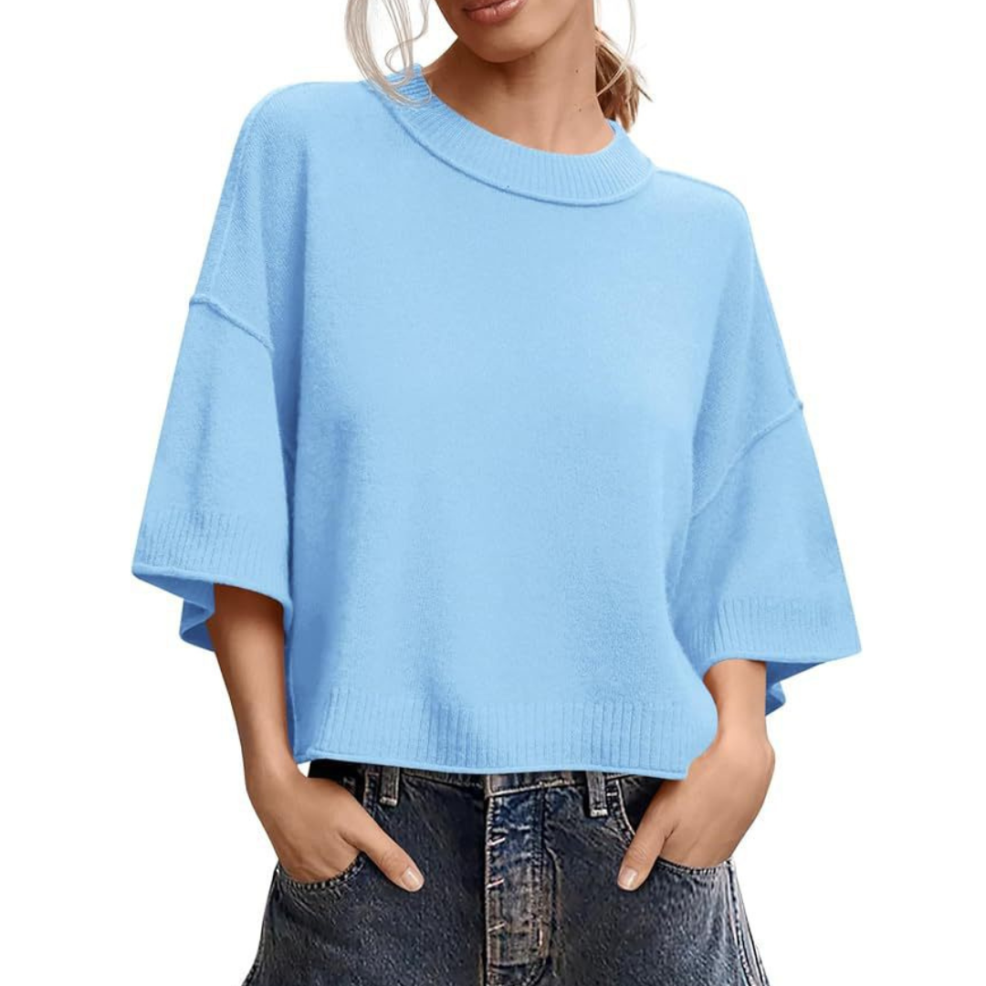 Thea™ | Short-Sleeve Round Neck Knit Top