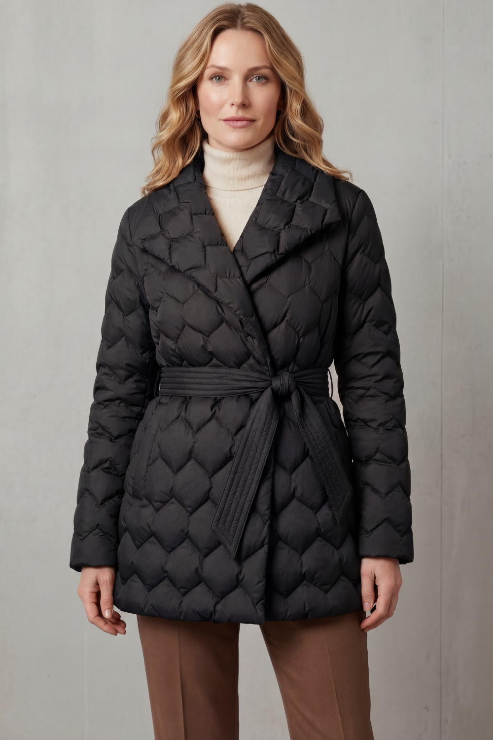 Women's Sculpted Quilt Belted Puffer Jacket