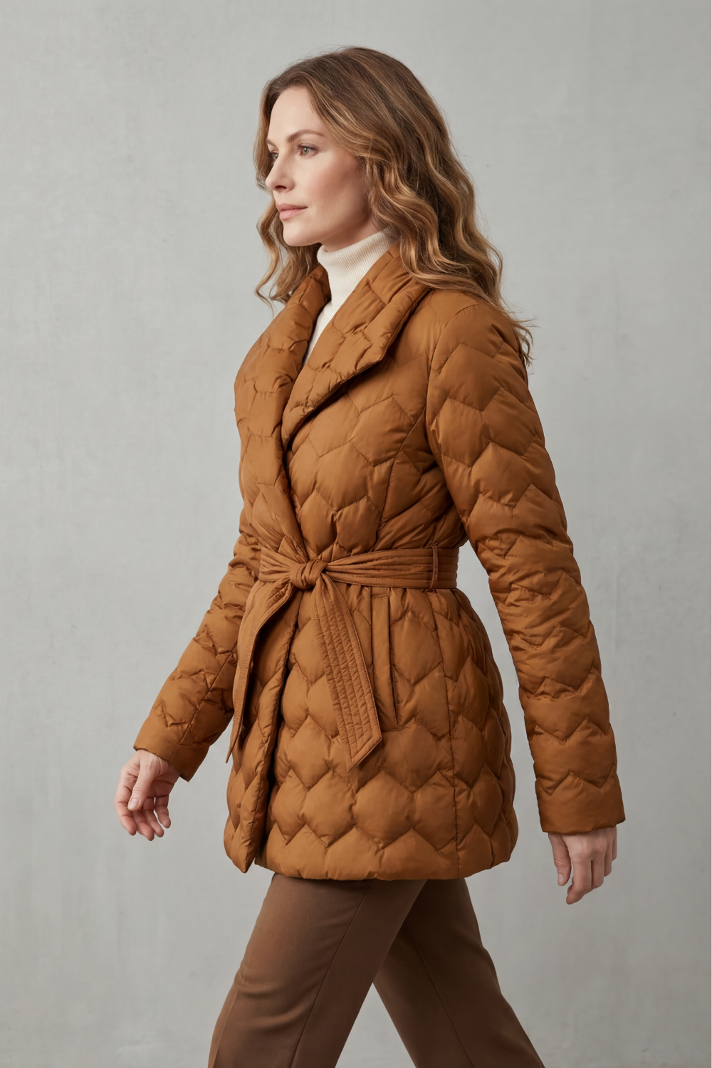 Women's Sculpted Quilt Belted Puffer Jacket