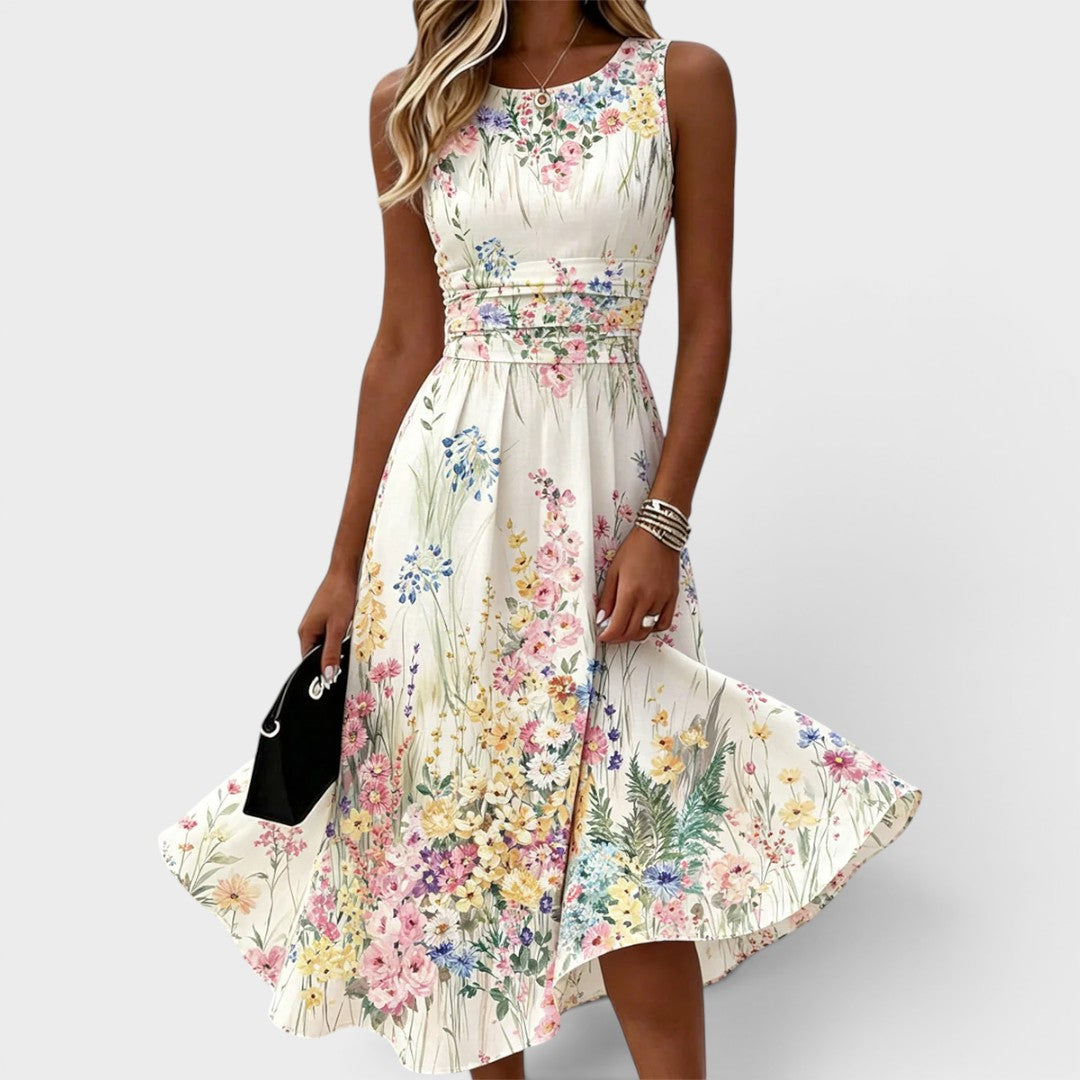 Thalia™ | Sleeveless Floral Midi Dress