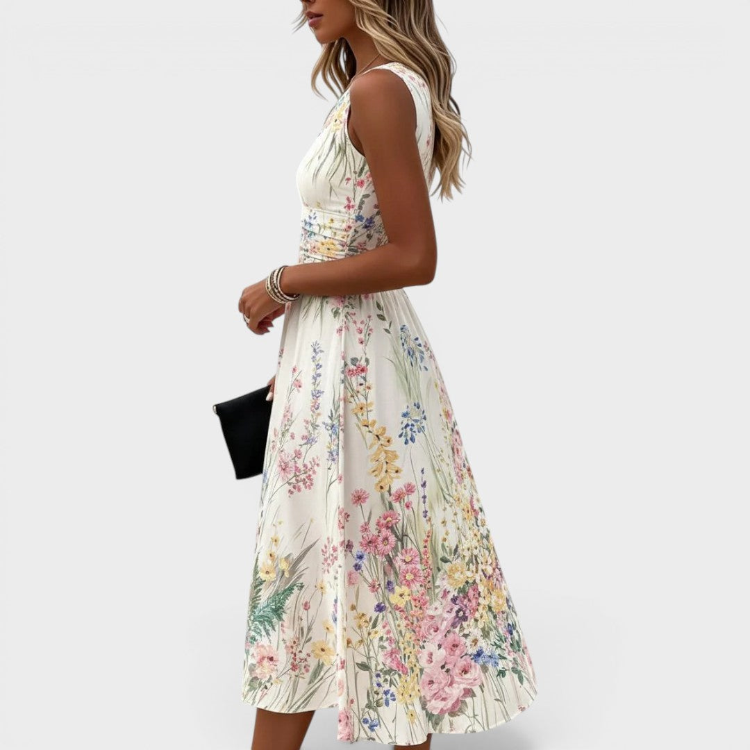 Thalia™ | Sleeveless Floral Midi Dress
