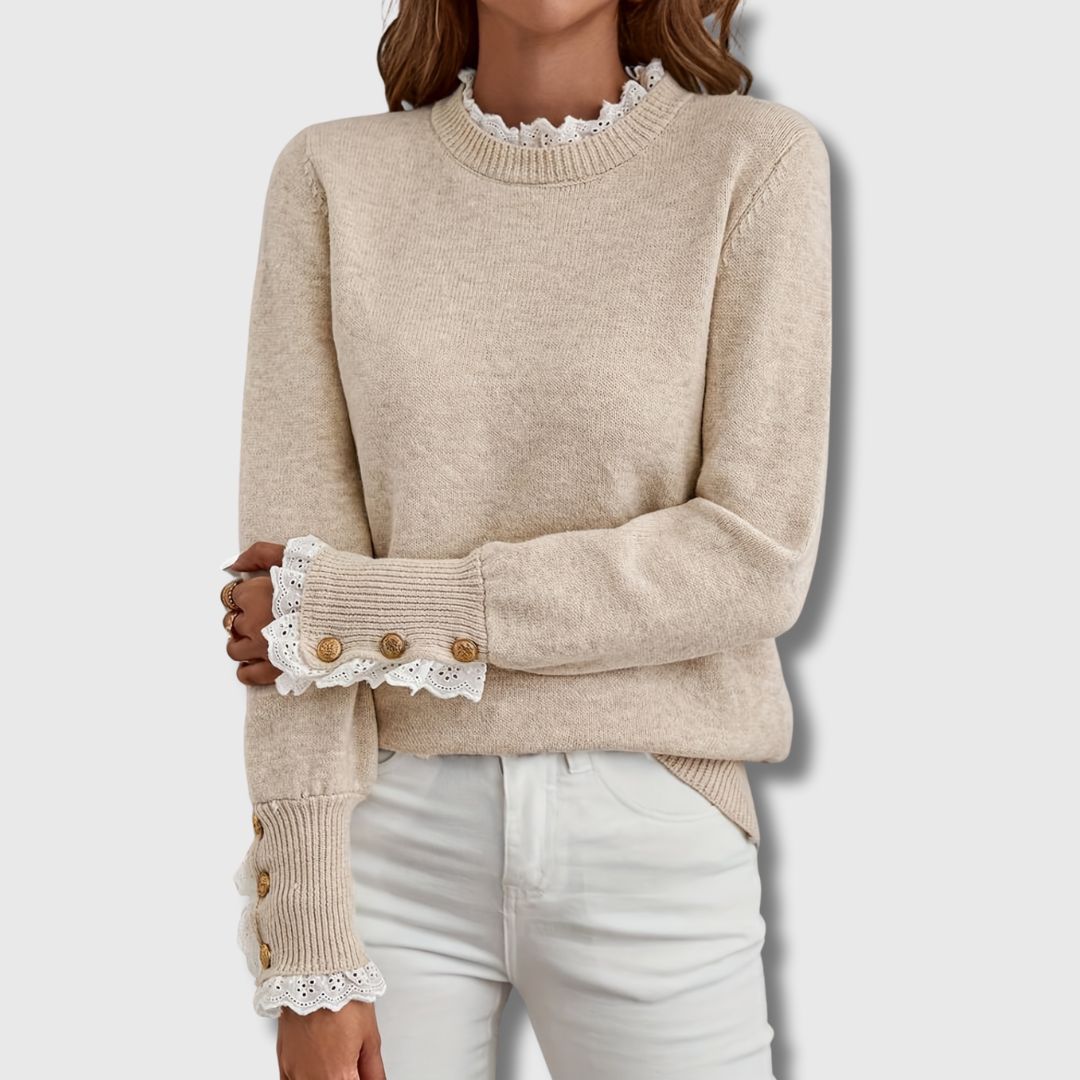 Maribel™ | Lace-Trim Elegant Sweater