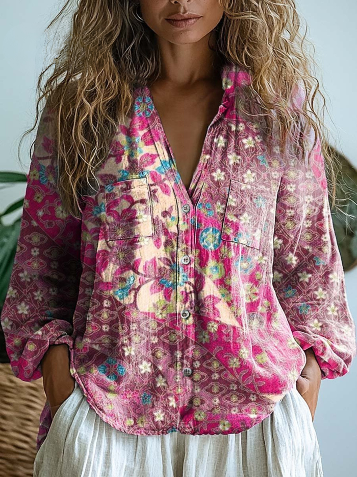 Glorianne™ | Vintage Floral-Print Blouse