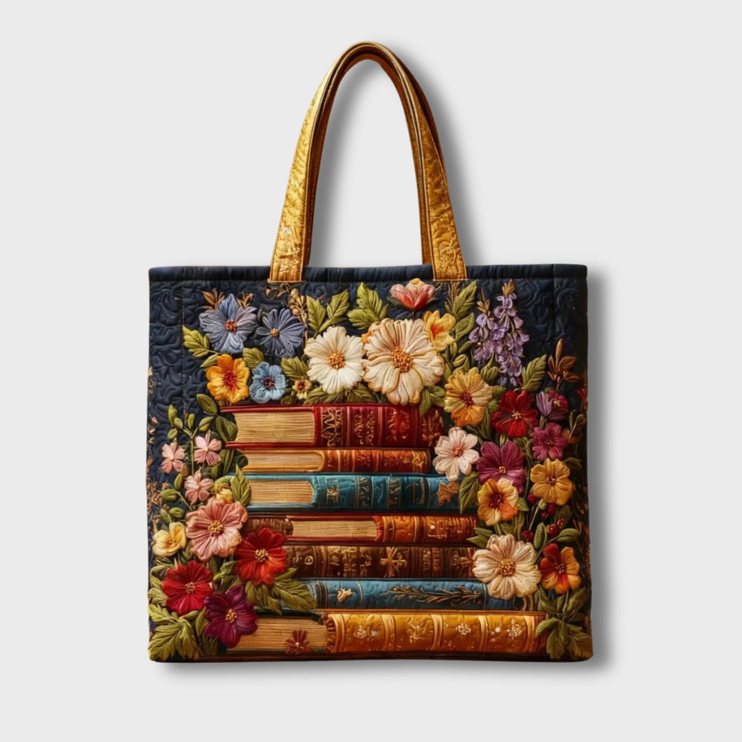 Tessamine™ | Floral Embroidered Quilted Tote Bag