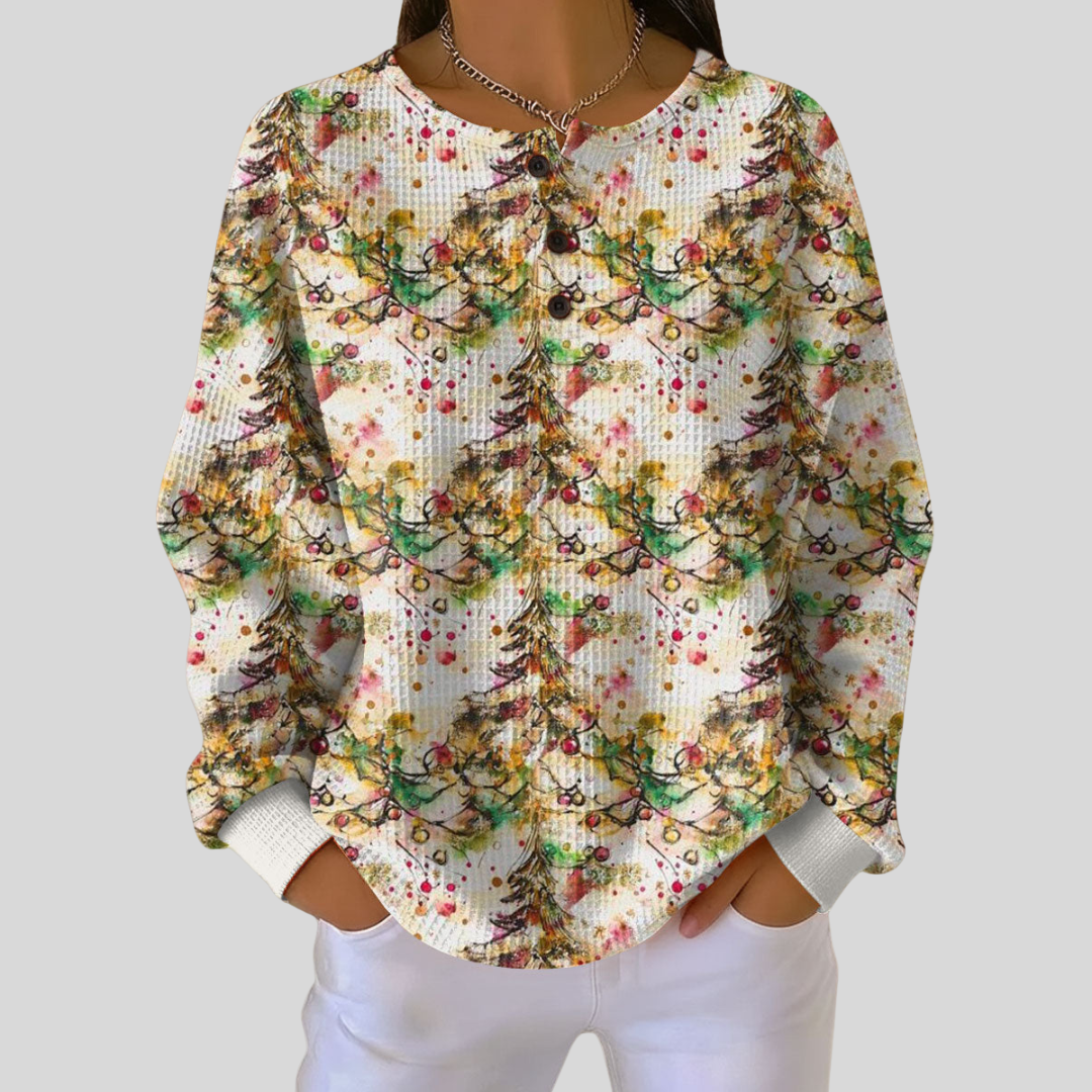 Everlyn™ | Cozy Sweater with Christmas Tree Pattern
