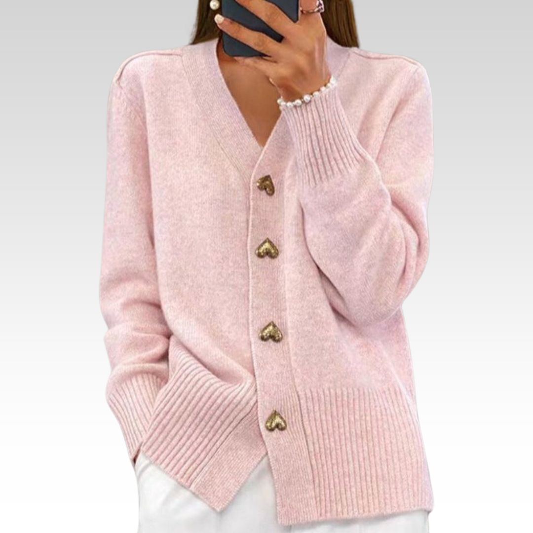 Tindelle™ | Heart-Button Cardigan