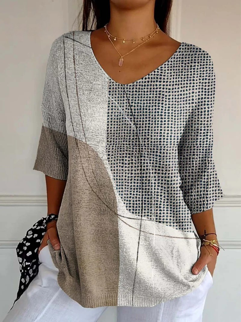 Rexana™ | Abstract Geometric Pattern Art Print Casual Pullover
