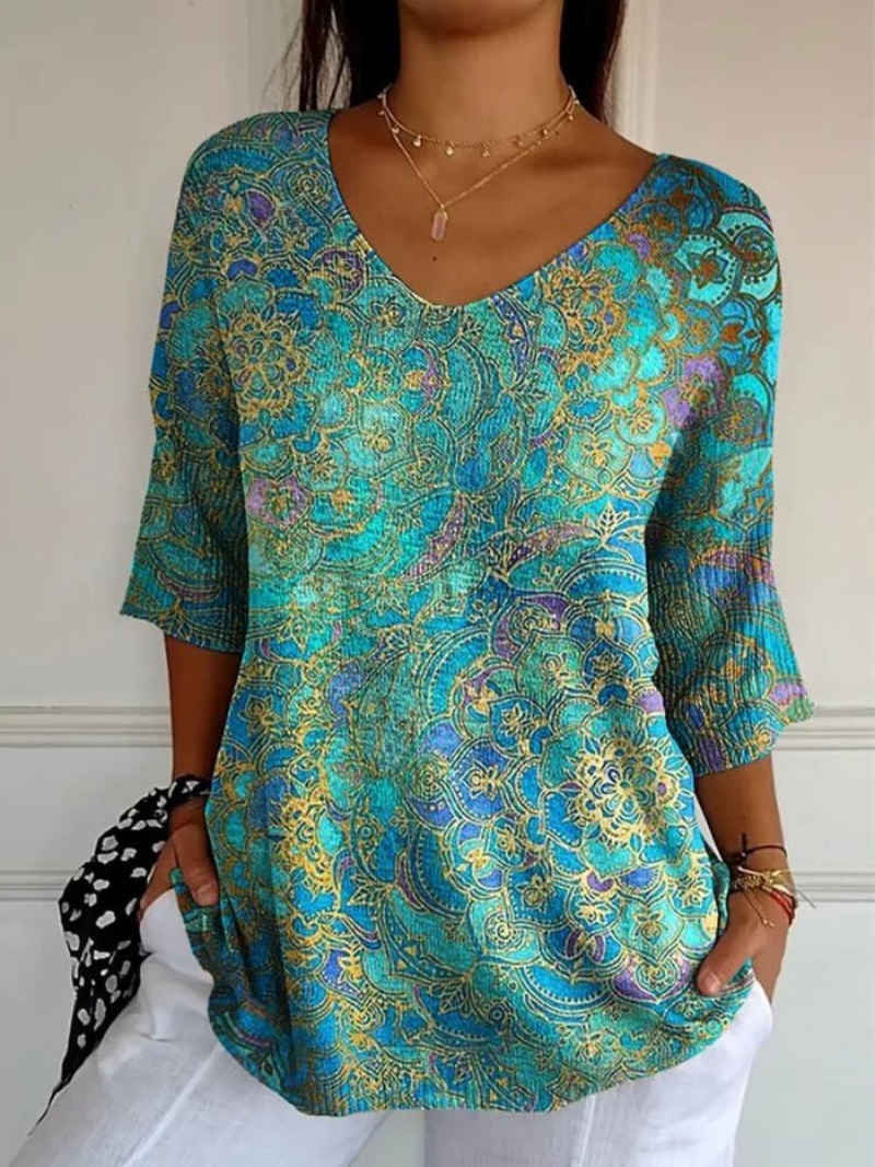 Margaux™ | Paisley Print V-Neck Top