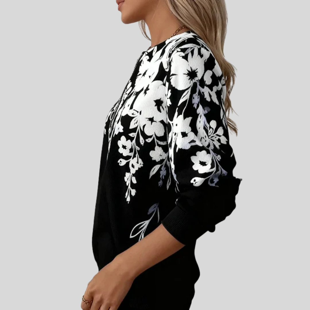 Crimson™ | Floral Print Zip Sweatshirt