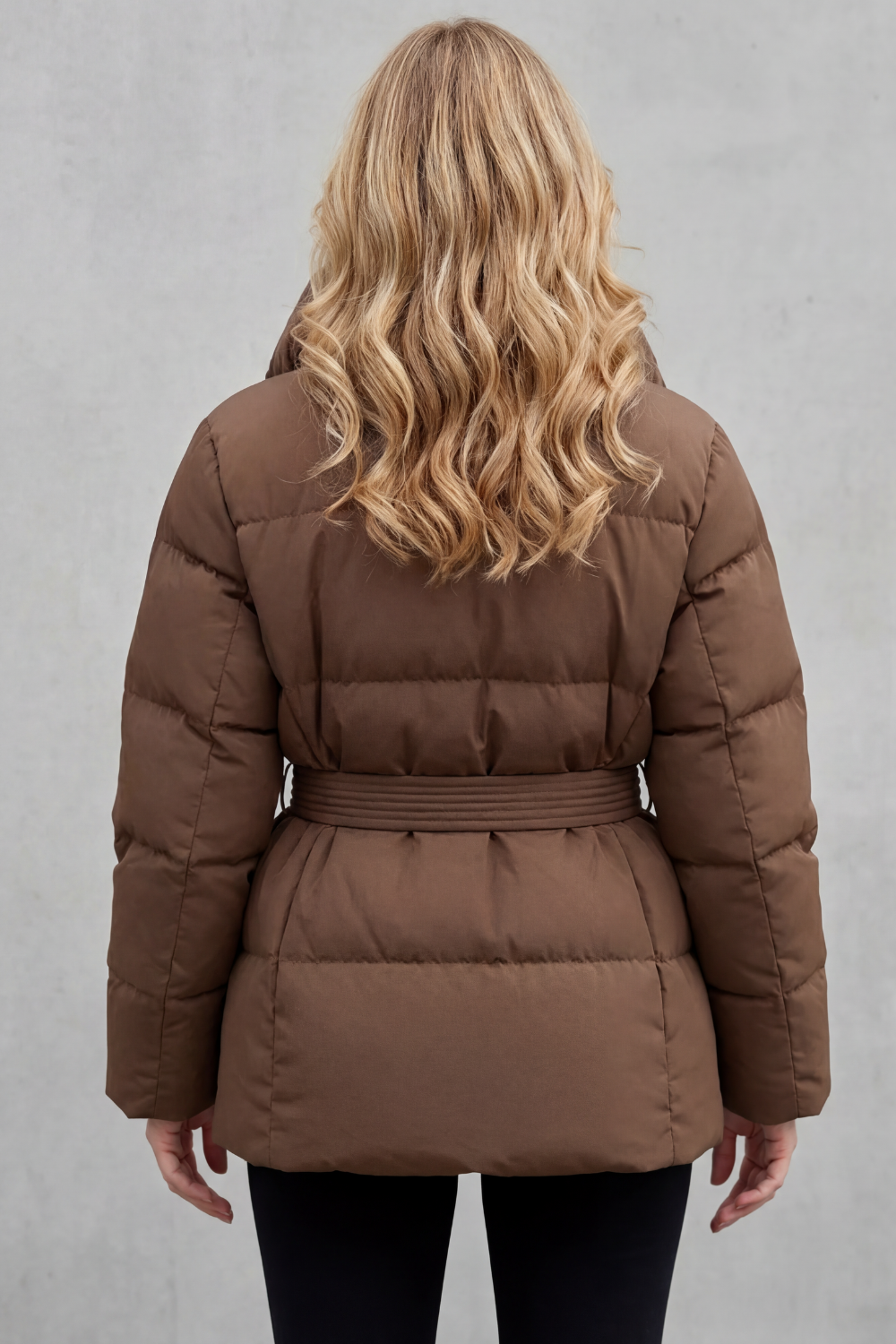 Women's Oversized Collar Belted Puffer Coat
