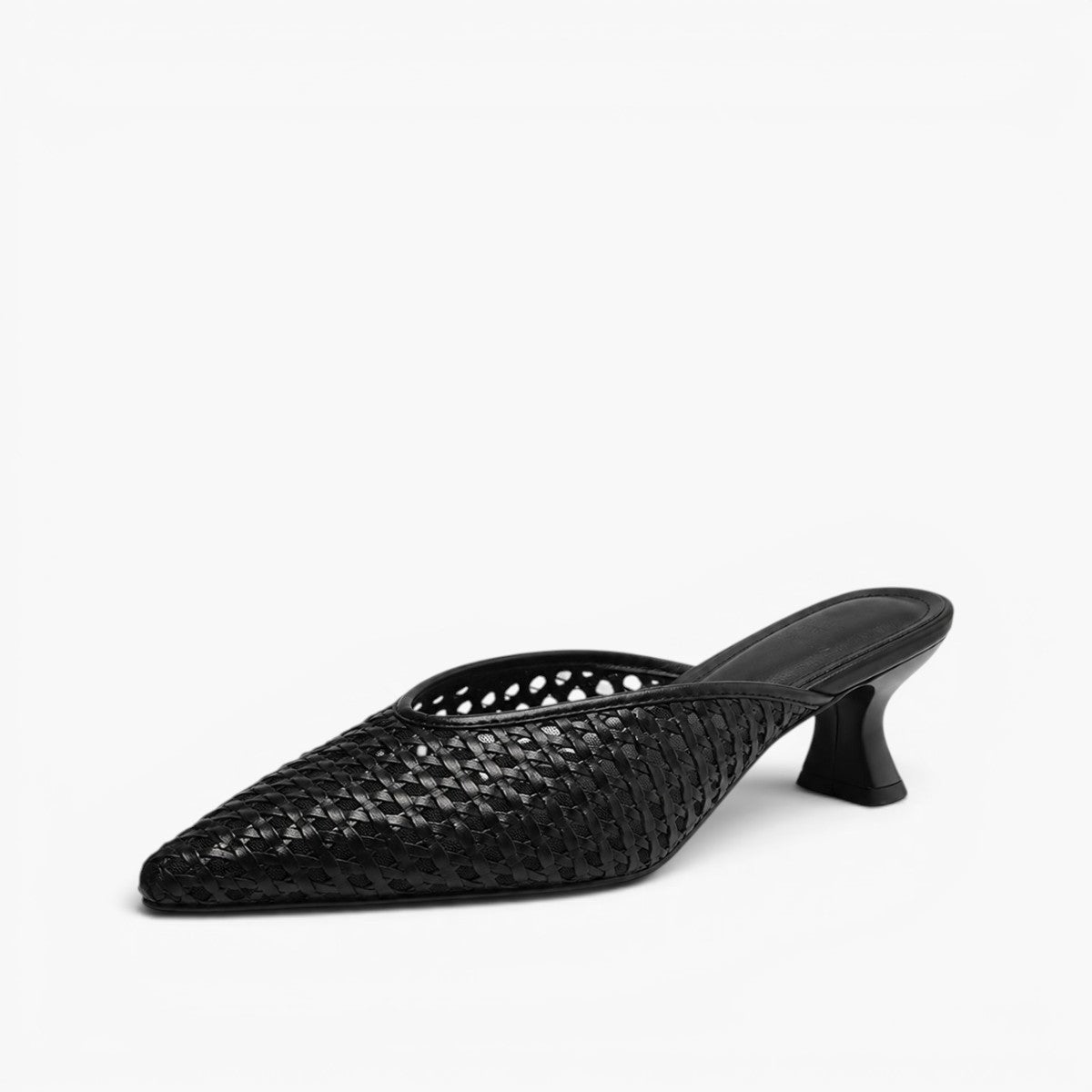 Women's Woven Leather Heel Mules