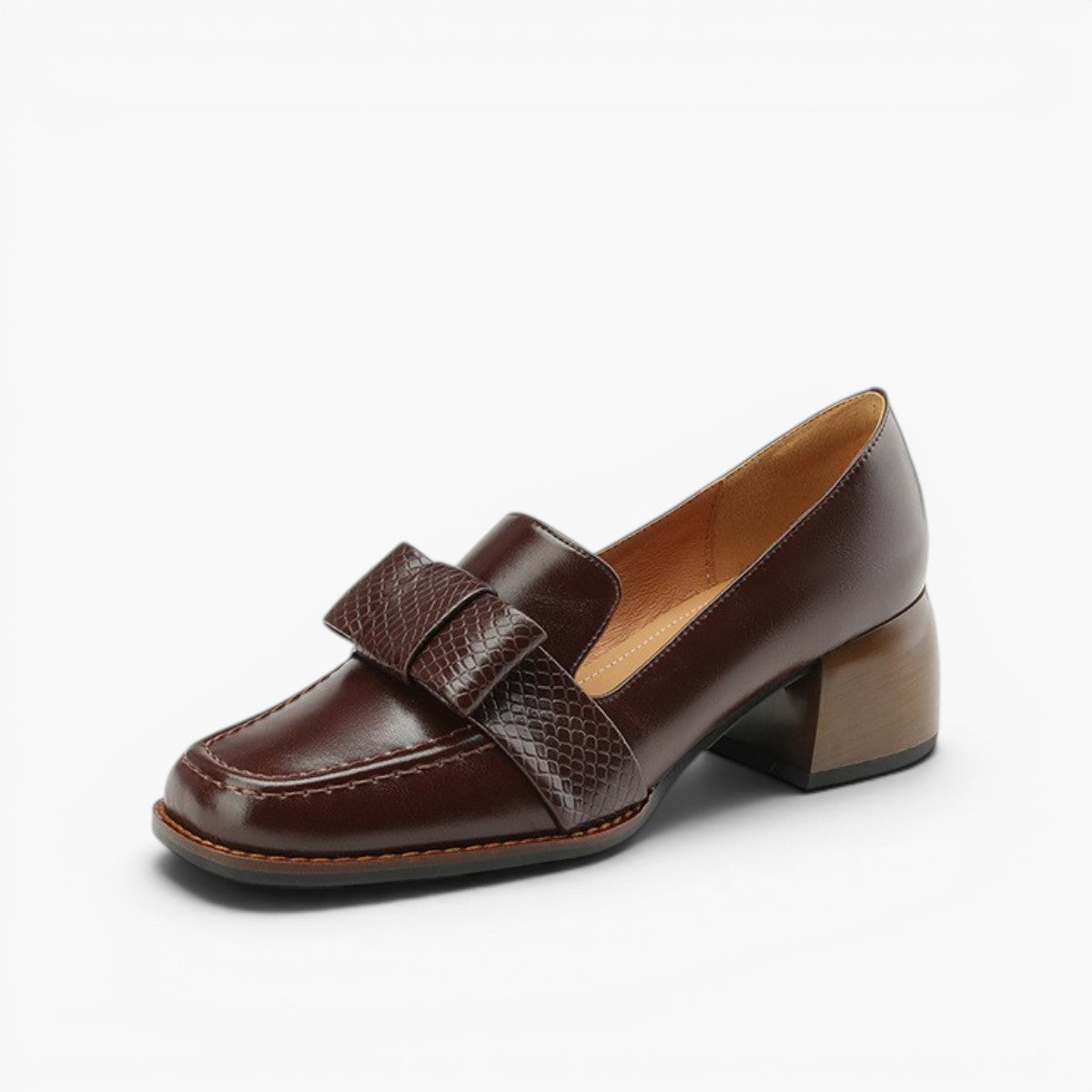 Women's Bow Leather Loafer Pumps