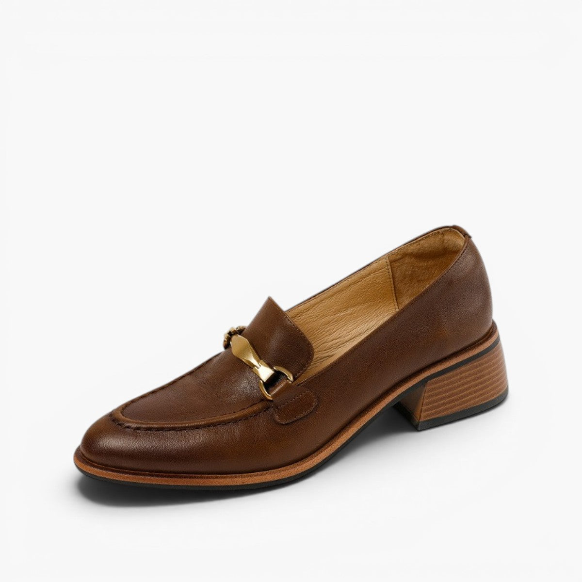 Women's Metal-Bit Leather Loafers