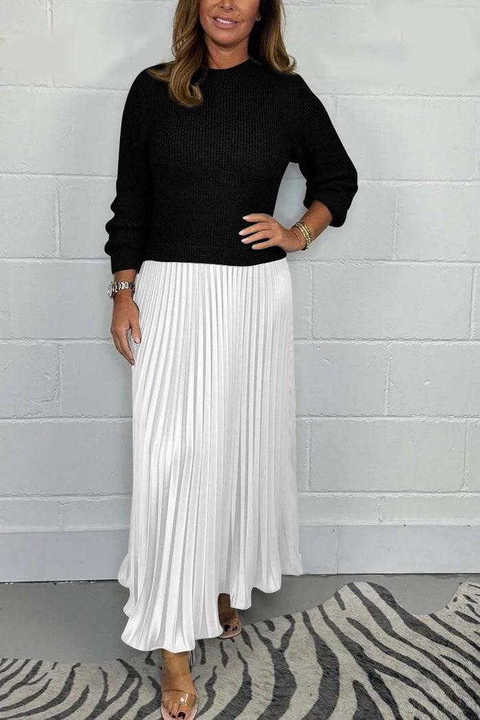 Iveline™ | Maxi Dress with Sweater Top and Pleated Skirt