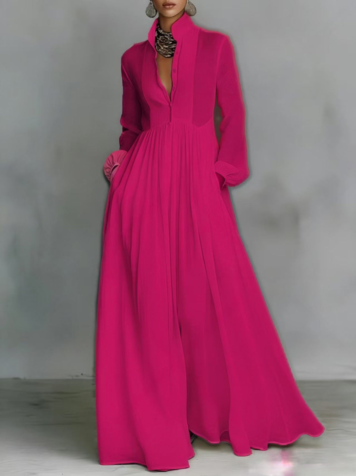 Dianelle™ | Flowing Button-Front Maxi Dress