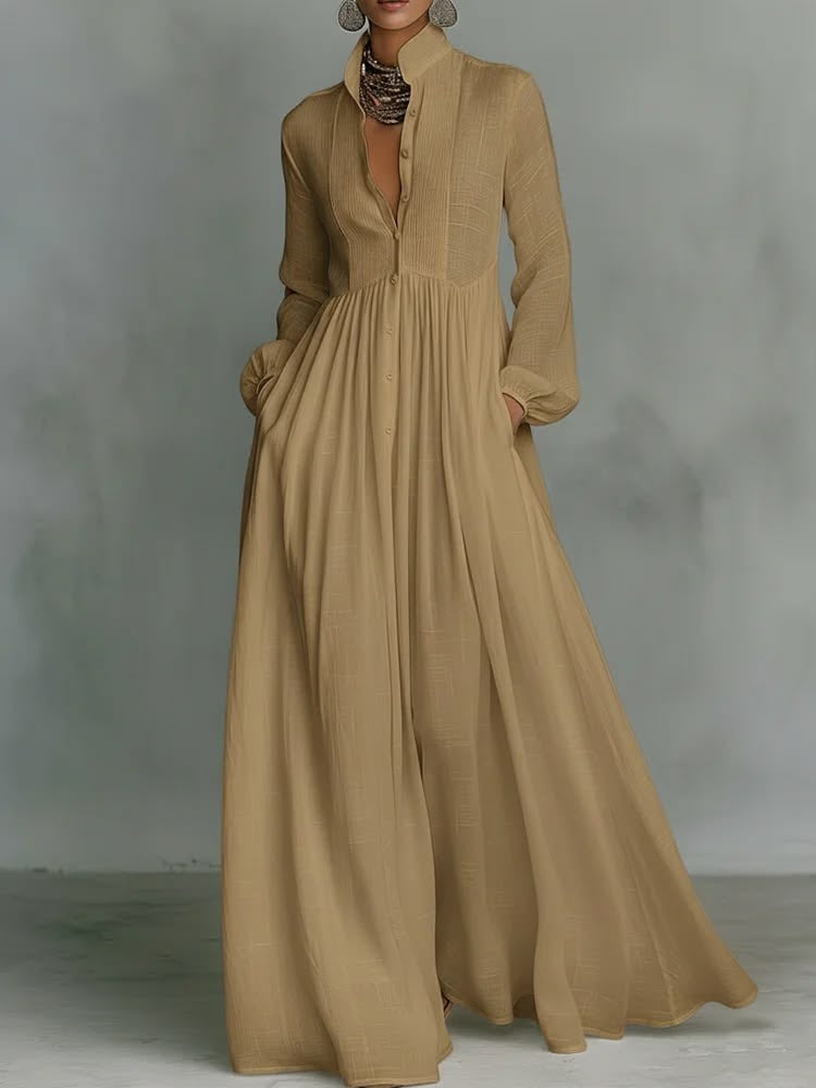 Dianelle™ | Flowing Button-Front Maxi Dress