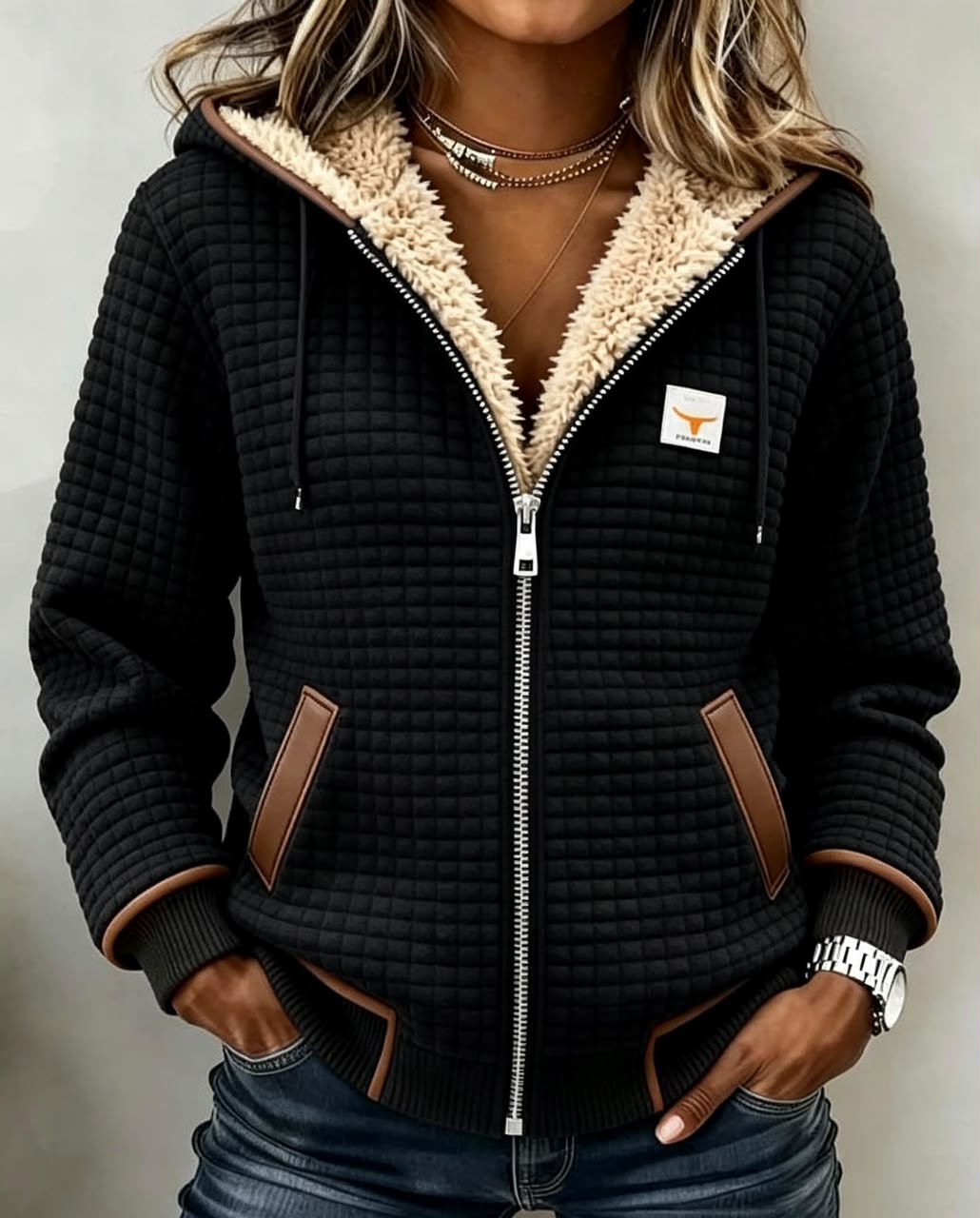 Addison | Sherpa-Lined Quilted Zip-Up Hooded Jacket