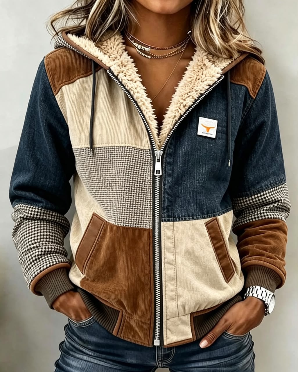 Caroline | Sherpa-Lined Quilted Zip-Up Hooded Jacket