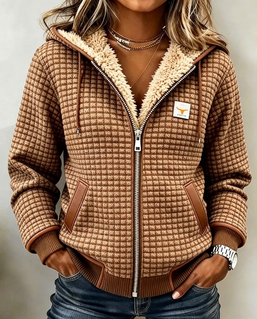 Savannah | Sherpa-Lined Quilted Zip-Up Hooded Jacket