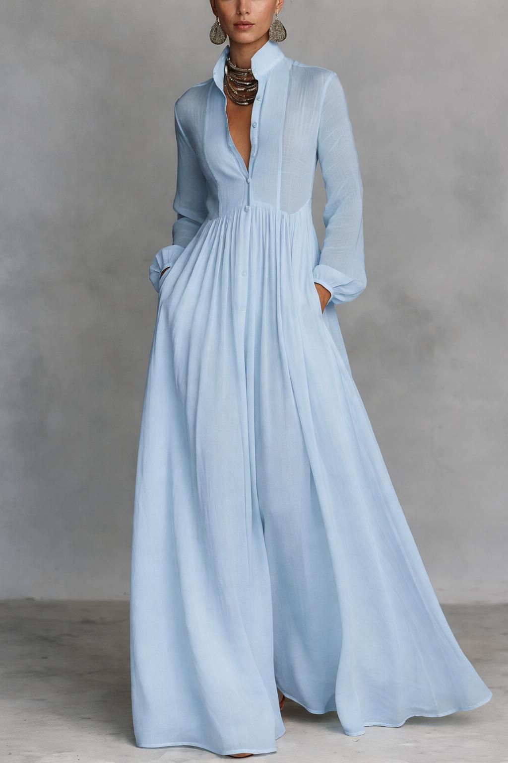 Dianelle™ | Flowing Button-Front Maxi Dress