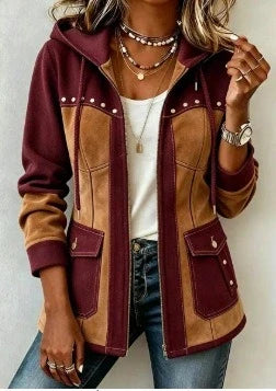 Camille | Patchwork-Style Hooded Jacket