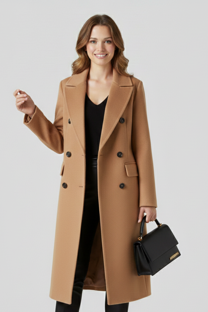 Joan | Women's Classic Lapel Collar Double-Breasted Long Coat