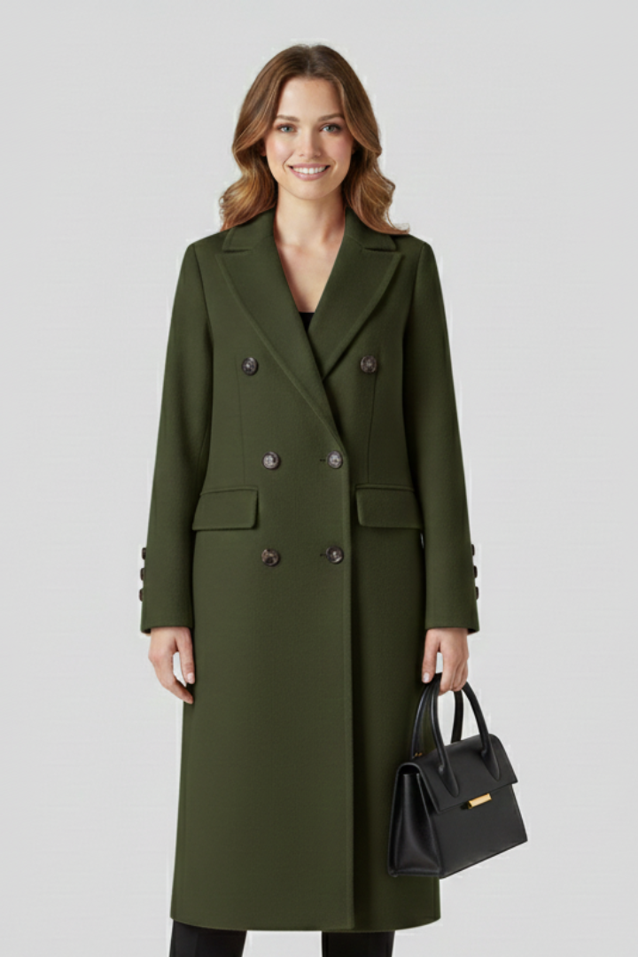 Joan | Women's Classic Lapel Collar Double-Breasted Long Coat