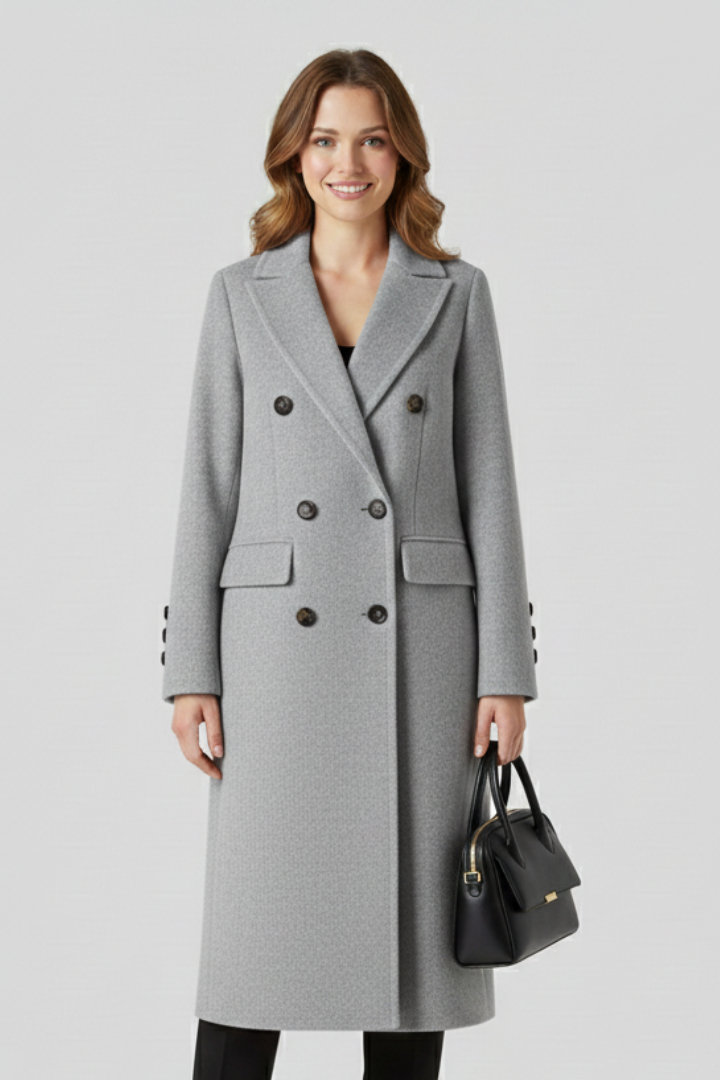 Joan | Women's Classic Lapel Collar Double-Breasted Long Coat