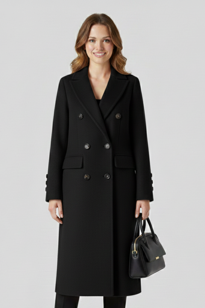 Joan | Women's Classic Lapel Collar Double-Breasted Long Coat