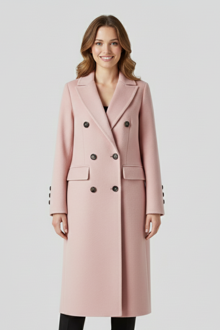 Joan | Women's Classic Lapel Collar Double-Breasted Long Coat