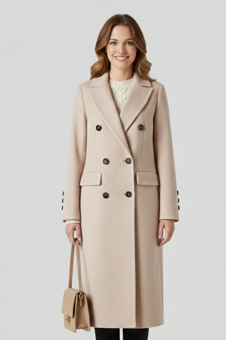 Joan | Women's Classic Lapel Collar Double-Breasted Long Coat