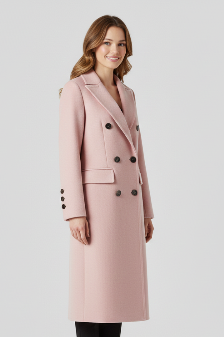 Joan | Women's Classic Lapel Collar Double-Breasted Long Coat