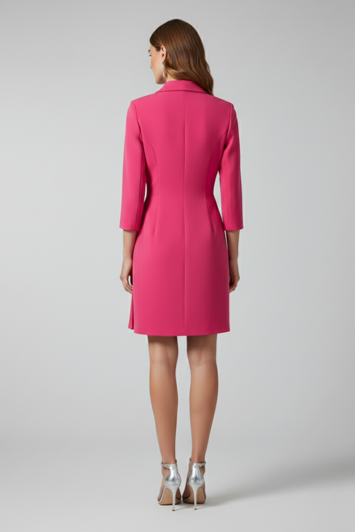 Evadore™ | Blazer Dress with Shawl Collar and Pleated Wrap Skirt