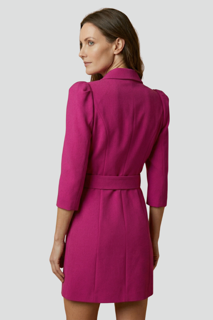 Bexara™ | Belted Blazer Dress with Notched Lapels and Double-Breasted Button Front