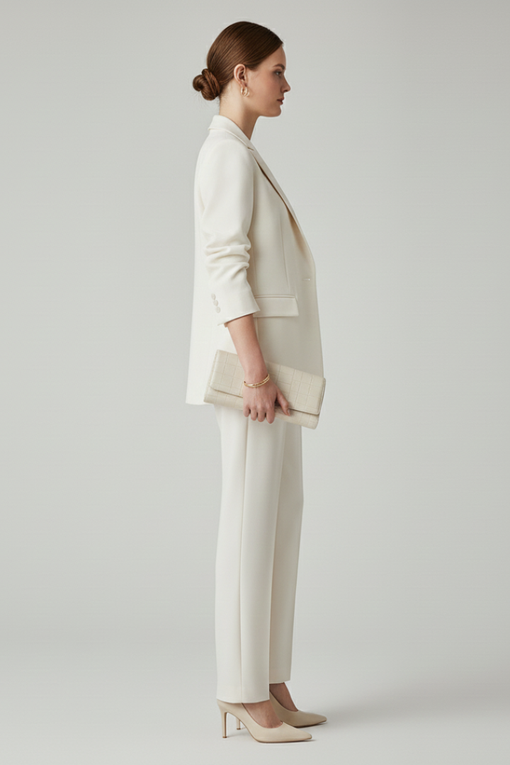 Clavera™ | Women's Blazer Set with Straight-Leg Trousers